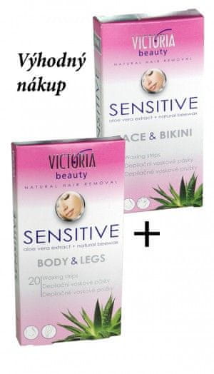 Victoria Beauty VB-Depilačné pásiky Sensitive telo/bikiny 20+20ks